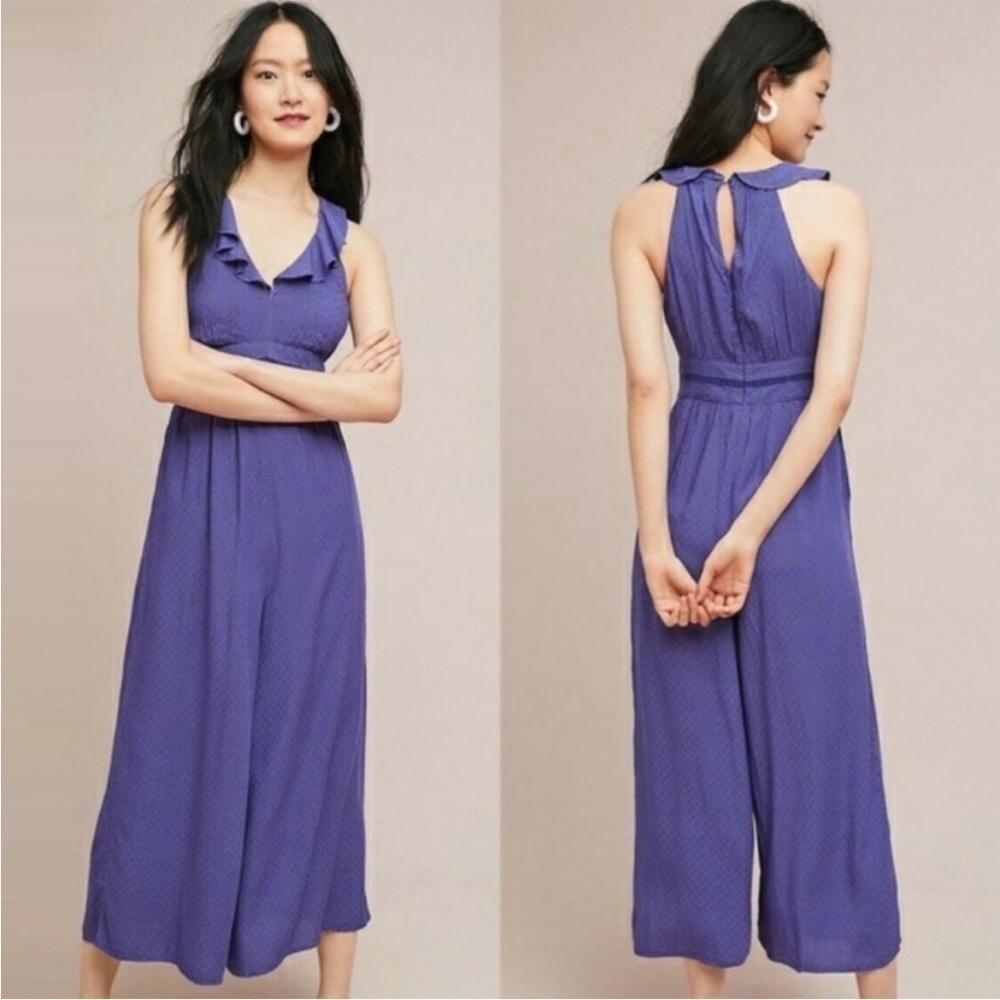 Anthropologie Maeve Justine Ruffled-Printed Jumpsuit Size 8